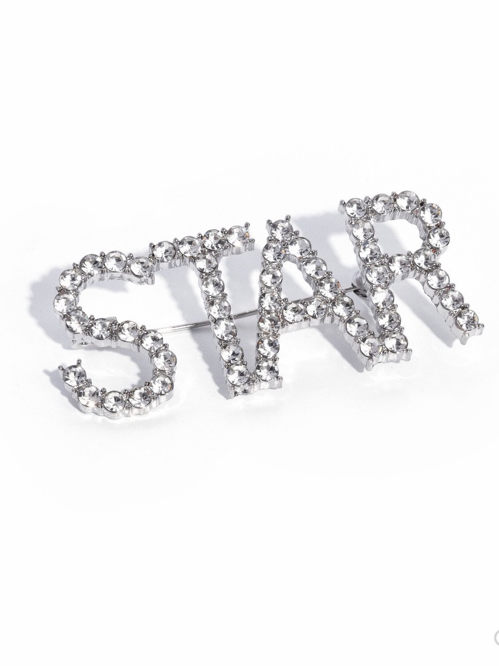Crystal 'STAR' Letter Pin Brooch - Silver Tone